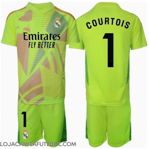 Camisa de Futebol Real Madrid Thibaut Courtois #1 Goleiro Equipamento Alternativo Infantil 2024-25 Manga Curta (+ Calças curtas)